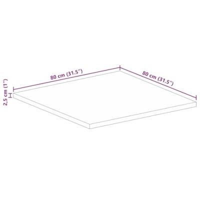 Tafelblad vierkant 80x80x2,5 cm massief mangohout