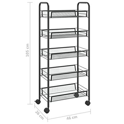 VidaXL Keukentrolley 5-laags 46x26x105 cm ijzer zwart