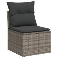 5-delige Loungeset met kussens poly rattan grijs - thumbnail