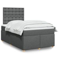 Boxspring met matras stof donkergrijs 120x190 cm - thumbnail