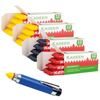 Markeerkrijt aftekenkrijt Set 4 x 12 Stuks Incl. Houder