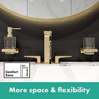 Wastafelmengkraan Metropol HansGrohe 3-Gats 160 met Rechte Greep en Push-Open Afvoer Gepolijst Goud - thumbnail