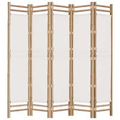 Kamerscherm 5-panelen inklapbaar 200 cm bamboe en canvas