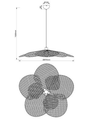 Trio Grote bohemian hanglampFleure Ø 87cm zwart - R36291032