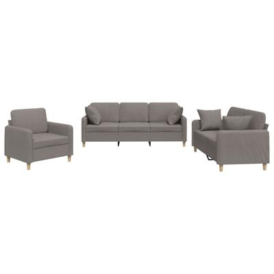 3-delige Loungeset met kussens stof taupe
