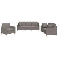 3-delige Loungeset met kussens stof taupe - thumbnail