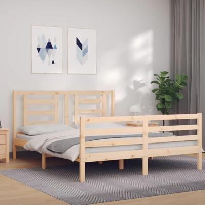 Bedframe met hoofdbord massief hout 160x200 cm