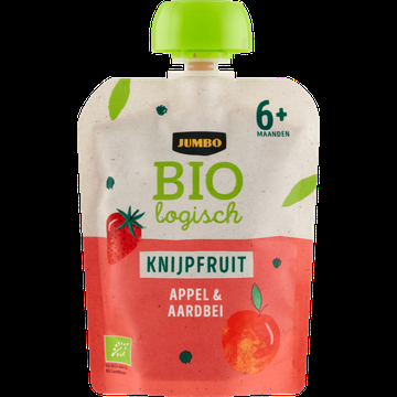 Jumbo Biologisch Knijpfruit Appel & Aardbei 6+ Maanden 90 g Jumbo Biologisch Knijpfruit Appel & Aardbei 6+ Maanden 90 g