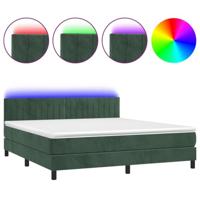 Boxspring met matras en LED fluweel donkergroen 160x200 cm - thumbnail