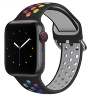 Siliconen sportband met gesp - Zwart + Multicolor - Geschikt voor Apple Watch 44mm / 45mm / 46mm / 49mm Siliconen sportband met gesp - Zwart + Multicolor - Geschikt voor Apple Watch 44mm / 45mm / 46mm / 49mm