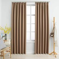 VidaXL Gordijnen verduisterend met haken 2 st 140x175 cm taupe - thumbnail