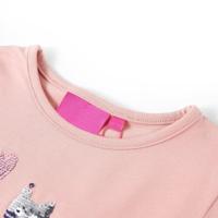 Kindershirt met lange mouwen pailletten kat 116 lichtroze - thumbnail