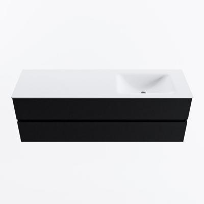 MONDIAZ VICA 150cm badmeubel onderkast Urban 2 lades. Wastafel CLOUD rechts 1 kraangat, kleur Talc.