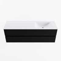 MONDIAZ VICA 150cm badmeubel onderkast Urban 2 lades. Wastafel CLOUD rechts 1 kraangat, kleur Talc. - thumbnail