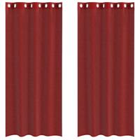 Gordijnen voile met doorvoertules 2 st wijnrood - thumbnail