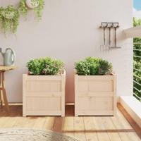 Plantenbakken 2 st cm massief grenenhout - thumbnail
