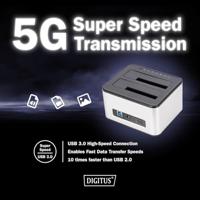 Digitus DA-71540-2 basisstation voor opslagstations USB 3.2 Gen 1 (3.1 Gen 1) Type-B Zwart, Wit - thumbnail