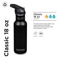 Klean Kanteen Drinkfles - classic narrow - sportdop met flip - zwart - 532 ml - thumbnail