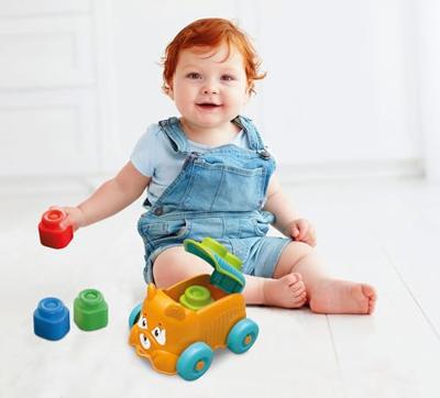 Clementoni baby - clemmy sensory puppy oranje met soft blokken, 5dlg.