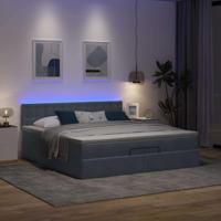 Ottoman bed met matras en LED's 160x200cm fluweel donkergrijs - thumbnail