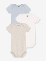 Set van 3 effen body's met korte mouwen baby PETIT BATEAU wit - thumbnail