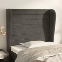 Hoofdbord met randen 83x23x118/128 cm fluweel donkergrijs - thumbnail