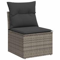 2-delige Loungeset met kussens poly rattan acacia grijs - thumbnail