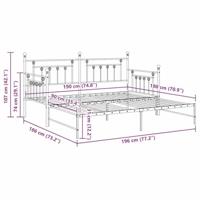 Bedframe voor een daybed met hoofdeinde Wit 90 x 190 cm Staal - thumbnail