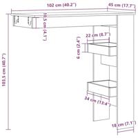 Bartafel wandgemonteerd 102x45x103,5 cm bewerkt hout oud hout - thumbnail