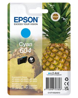 Epson inktcartridge 604, 130 pagina's, OEM C13T10G24010, cyaan Epson inktcartridge 604, 130 pagina's, OEM C13T10G24010, cyaan