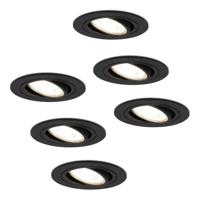 Set van 6 Miro LED inbouwspots - GU10 4 Watt 345 Lumen - 4000K Neutraal wit - Dimbaar - Rond - Kantelbaar - IP20 Voor binnen - Zwart - thumbnail