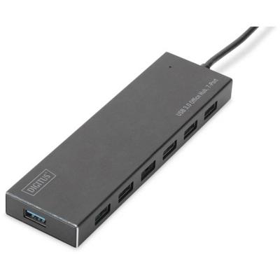 Digitus DA-70241-1 USB 3.2 Gen 1-hub 7 poorten Met aluminium behuizing Zwart Digitus DA-70241-1 USB 3.2 Gen 1-hub 7 poorten Met aluminium behuizing Zwart