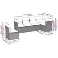 6-delige Loungeset met kussens poly rattan lichtgrijs - thumbnail