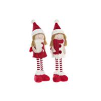 Decoratieve figuren DKD Home Decor Kerstmis Pop Polyester Meisjes (11 x 7 x 43 cm) (2 Stuks) - thumbnail