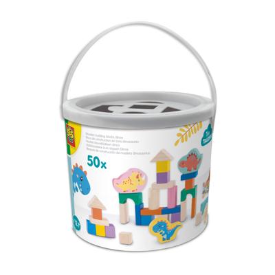SES houten bouwblokken dino&apos;s, 50st. - thumbnail