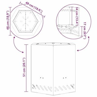 Vuurkorf Bruin 48 x 48 x 51 cm Cortenstaal