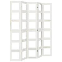 Kamerscherm met 5 panelen massief paulowniahout wit - thumbnail