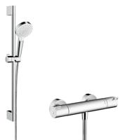 Hansgrohe Crometta thermostatische doucheset 15cm met 2 straalsoorten wit/chroom - thumbnail