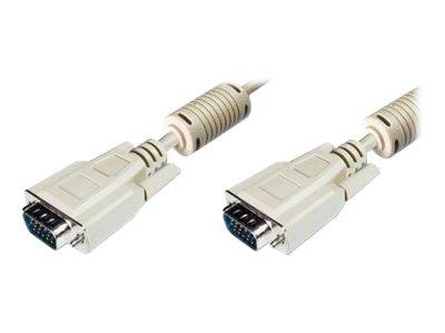 DIGITUS VGA monitor aansluitkabel - 1280x1024p/60Hz - HD15 - mannelijk/mannelijk - 5,0m - 2x ferrietfilter - Beige