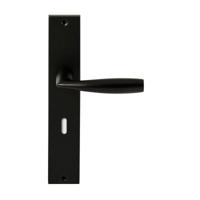 Hardbrass Deurkruk Naxos op rechthoekig langschild sleutelgat 72mm - zwart - thumbnail