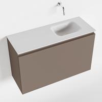 MONDIAZ OLAN 80cm toiletmeubel smoke. LEX wastafel talc rechts geen kraangat - thumbnail