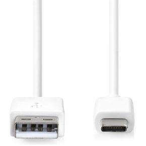 USB-Kabel | USB 2.0 | USB-A Male | USB-C Male | 480 Mbps | Vernikkeld | 2.00 m | Rond | PVC | Wit - thumbnail