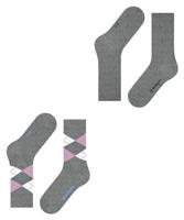 Burlington 2-paar everyday dames sokken - Biologisch katoenen vrouwen sokken met ruit print - thumbnail