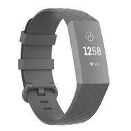 Fitbit Charge 3 & 4 siliconen diamant pattern bandje - Maat: Small - Grijs - thumbnail
