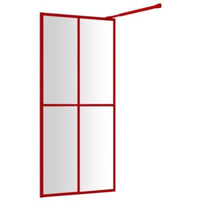 Inloopdouchewand transparant 100x195 cm ESG-glas rood - thumbnail