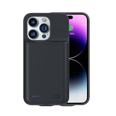 Lunso - iPhone 14 Pro hoes - Oplaadcase - 6800 mAh - Zwart