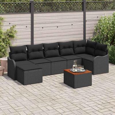 Tuinbankenset met opslag 8 pcs Zwart poly rattan