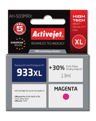 Activejet AH-933MRX inkt (ter vervanging van HP 933XL CN055AE; Premium; 13 ml; rood)