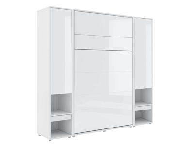 Opklapbed CONCEPTION PRO 120x200 cm wit/hoogglans wit (verticaal) met kasten en matras Opklapbed CONCEPTION PRO 120x200 cm wit/hoogglans wit (verticaal) met kasten en matras