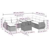 9-delige Loungeset met kussens poly rattan grijs - thumbnail